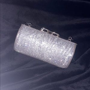 Small silver rhinestone clutch gently used